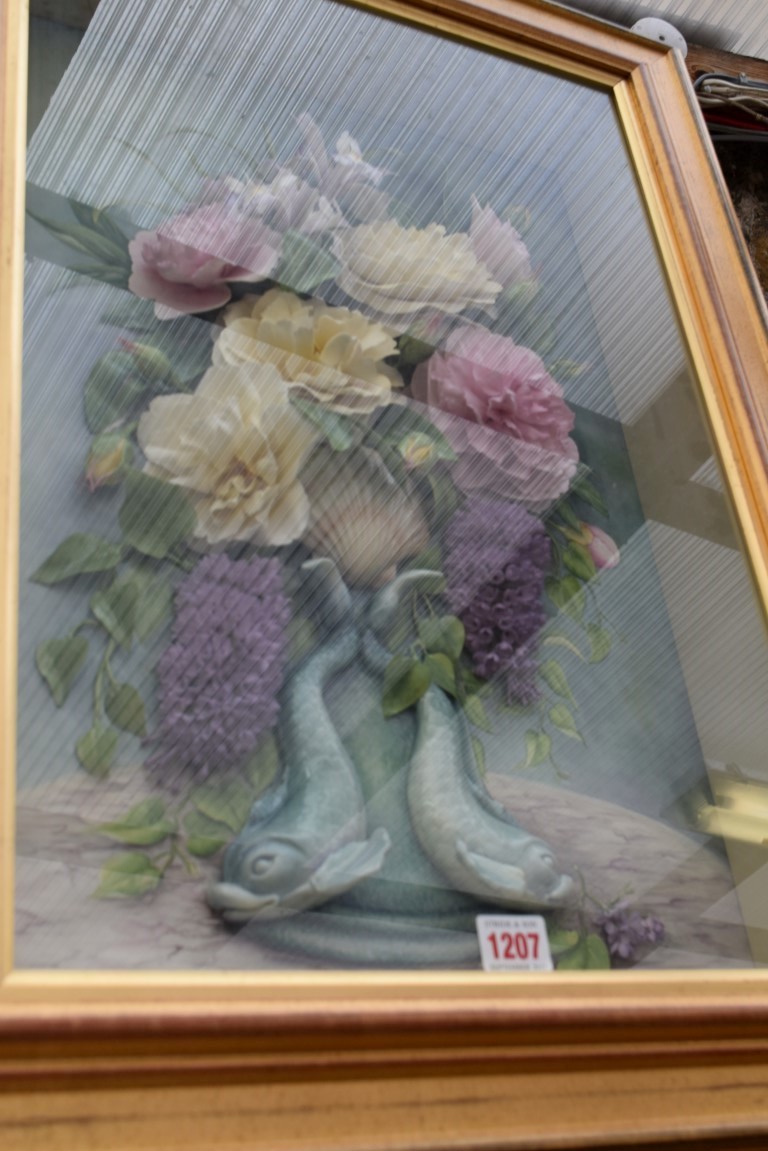 An Avalon porcelain floral plaque, titled 'Serenity', 57 x 37.5cm, framed. - Image 2 of 2