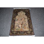 An fine Persian silk Kashan prayer rug,