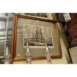 * Horton, 'French Schooners at Helford', signed, titled and numbered 3/75, coloured etching, pl.