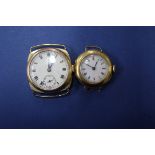 A vintage 9ct gold gentleman's wristwatch; together with a ladies 9ct gold cased wristwatch.