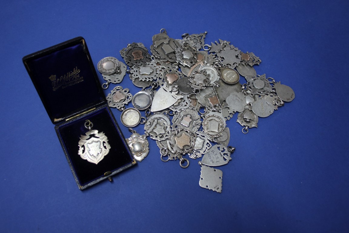 A collection of sixty one 19th and 20th century silver, enamel and metal medals. - Image 2 of 4