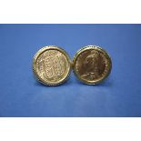 A pair of Victorian half sovereign cufflinks, mounted in 9ct gold, 17.3g.