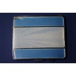 A silver and blue guilloche enamel cigarette case, by Joseph Gloster Ltd, Birmingham 1946,