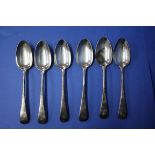 A set of six George III silver Old English pattern table spoons, by William Eley & William Fearn,