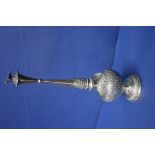 A 19th century Persian unmarked silver rose water sprinkler, 31 cm.