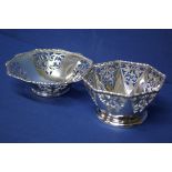 Two silver pierced bonbon bowls, by Mappin & Webb, 183g.