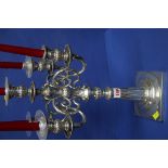 A silver plated five sconce candelabrum, 45cm.