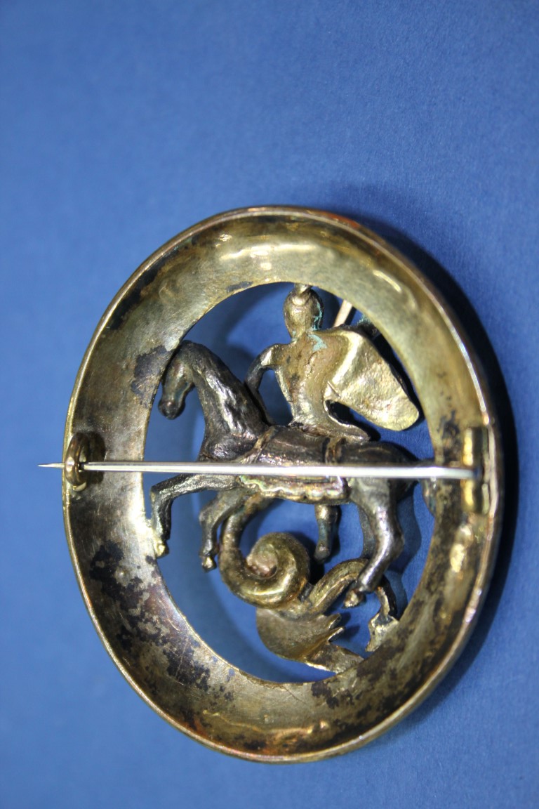 A silver gilt and almandine set brooch, - Image 3 of 3