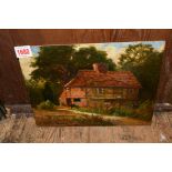 H Clayton Adams, a Sussex Cottage, signed, inscribed on original label verso, oil on board, 20.