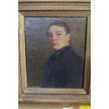 English School, bust length portrait of a young man, oil on canvas laid on board, 14 x 11.5cm.