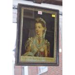 A reverse glass print of 'Her Most Excellent Majesty Charlotte, Queen of Great Britain', 35.5 x 25.