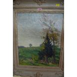 Max Landschreiber, a landscape, signed, labelled verso, oil on canvas, 49 x 39cm.
