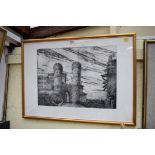 An etching of 'Ponte Soprano, Genova', indistinctly signed, numbered.60/150, pl.37 x 50cm.