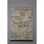 A Chinese carved ivory card case and cover, late 19th century,