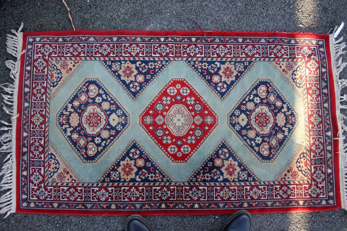 Two Pakistan Bokhara design rugs; together with a Pakistan runner; - Image 4 of 9