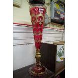 A 19th century Bohemian ruby stained and gilt decorated large vase, 48.5cm high.