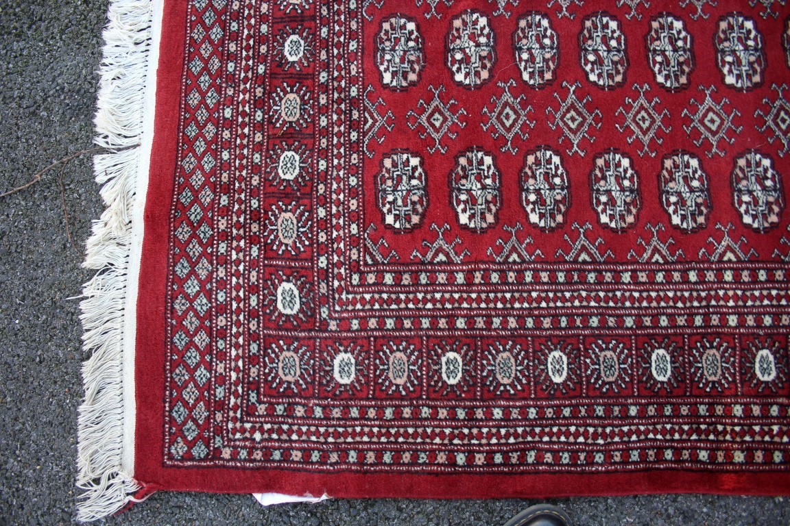 Two Pakistan Bokhara design rugs; together with a Pakistan runner; - Image 3 of 9