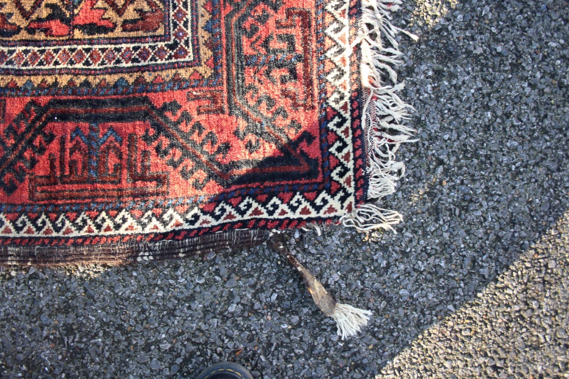 A Beluchi long rug, having allover geometric design on camel ground field. - Image 3 of 9