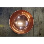 A Victorian heavy copper egg beating bowl, 34cm diameter.