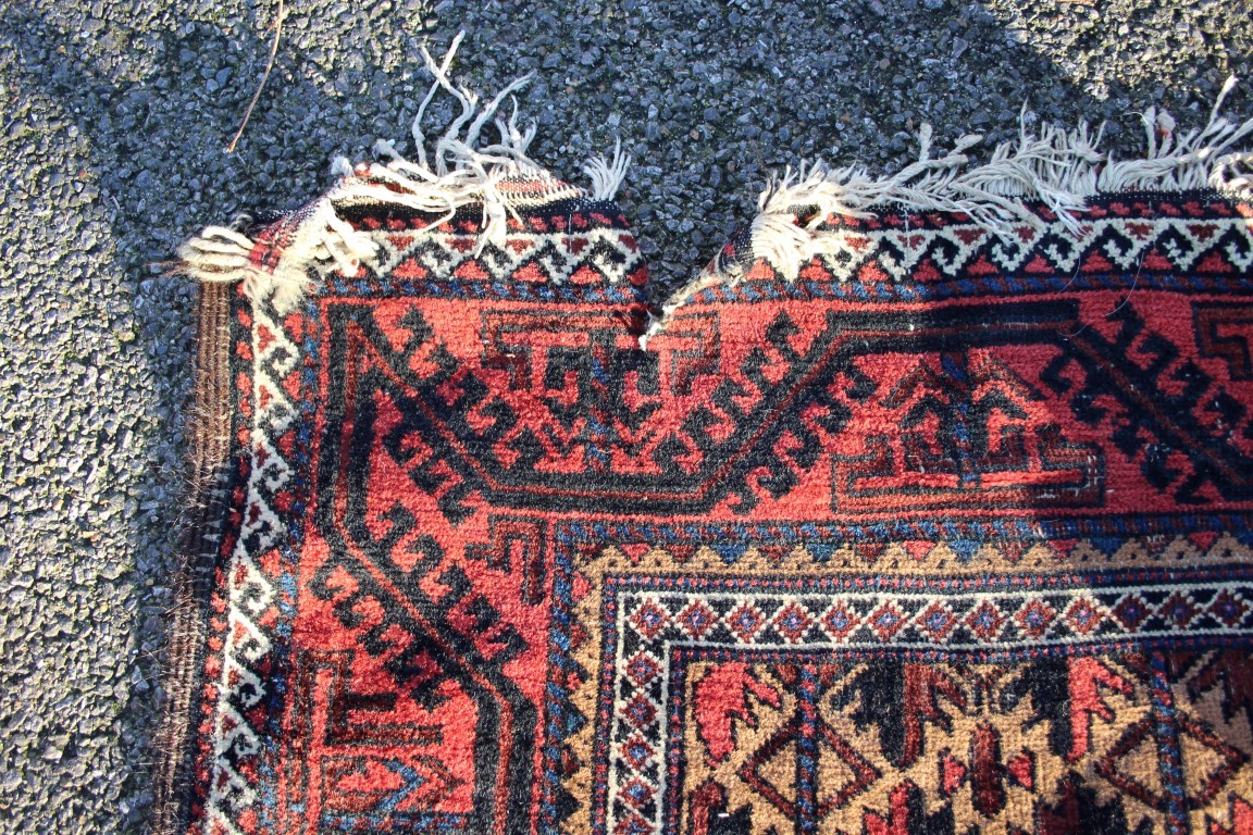 A Beluchi long rug, having allover geometric design on camel ground field. - Image 2 of 9