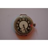 A World War I era gentleman's silver wristwatch, having two tone dial with subsidiary seconds dial,