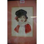 English School, circa 1920s/30s, head and shoulders portrait of a lady, indistinctly signed,