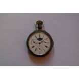 A late 19th century continental white metal pocket watch,