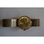 A vintage 9ct gold Jaeger LeCoultre gentleman's mechanical wristwatch, later expanding bracelet.