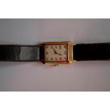 A 1930s 9ct gold Elgin gentleman's wristwatch, leather strap.