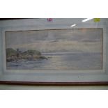 J.H.S., a coastal scene, monogrammed and dated 1910, watercolour, 19 x 46cm.