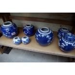 A collection of Chinese blue and white porcelain jars.