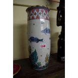 A Japanese vase, painted with fish, 33cm high.