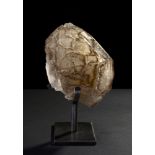 Mineral: A Prismatic Smokey Quartz on steel standBrazil29cm.; 11½ins