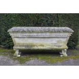 Garden Urns/Planters: A Victorian composition stone coffin/planter, mid 19th century, on compostion