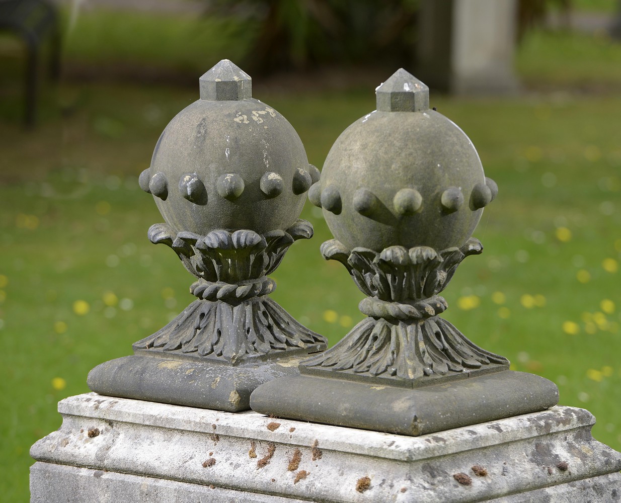 Architectural/Finials: A pair of carved sandstone gatepier finialsNorth Country, circa 1860 50cm.;