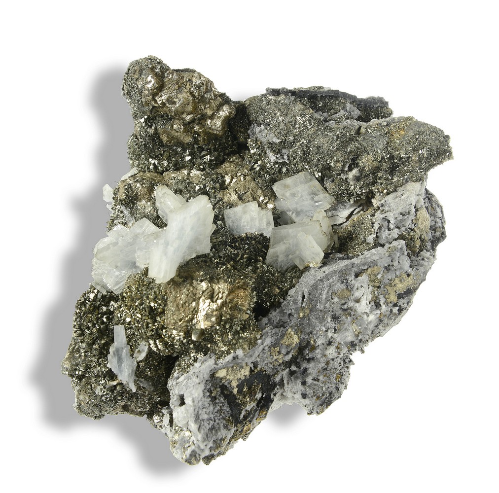 Mineral: A large Arsenopyrite with Barite specimenMorocco23cm.; 9ins