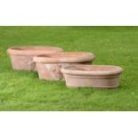 Garden urns/Planters: A pair large of Imprunetta terracotta oval planters, 2nd half 20th century, ea