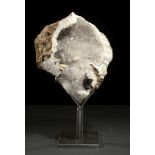 Mineral: A Rutilated Quartz on steel standMorocco33cm.; 13ins high overall