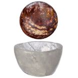 Mineral: A Quartz bowl25cm.; 10ins together with a Jasper sphere15cm.; 6ins diameter