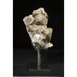 Mineral: A Calcite with Pyrite crystals on steel standMorocco30cm.; 12ins