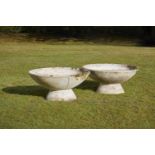 Garden Urns/Planters: A pair of composition dish planters after a design by Willy Guhl, 1960’s, 84cm