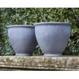 Garden Urns/Planters: A pair of lead egg cup planters, modern, 40cm.; 15½ins high