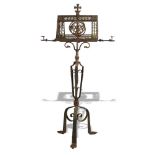 A rare Georgian estate wrought iron lectern stand18th centurywith hinged candle holder190cm.;