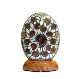 Natural History/Lighting: A glass and Ammonite slice lamp33cm.; 13ins high