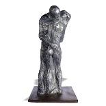 Modern Sculpture: An unusual aluminium figural sculpture 2nd half 20th century on hardwood base