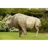 Sculpture: An unusual life size painted fibreglass model of a Bison 2nd half 20th century 103cm.;