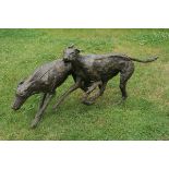 Modern Sculpture: Marjan Wouda, Born 1960 Running Dogs Bronze with mid-brown patination Signed and