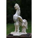 Sculpture: A marble Rooster Italian, 18th century 42cm.; 16½ins high by 21cm.; 8½ins wide by