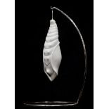 Modern Sculpture: Kim Francis Chrysalis Carrara Statuary Marble and Stainless Steel Unique 44cm.;