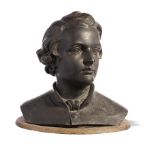 A bronze bust possibly of the young Beethoven late 19th/early 20th century 42cm.; 16½ins high